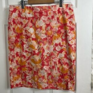 Talbots pink orange watercolour floral skirt size 14